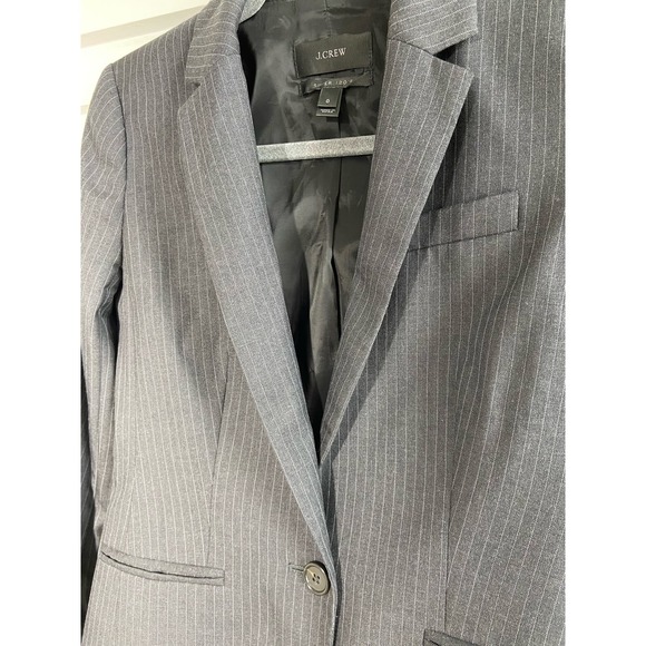 J.CREW Gray Striped Wool Blazer - Women's Size 0 - Preowned WC46 - Picture 7 of 14
